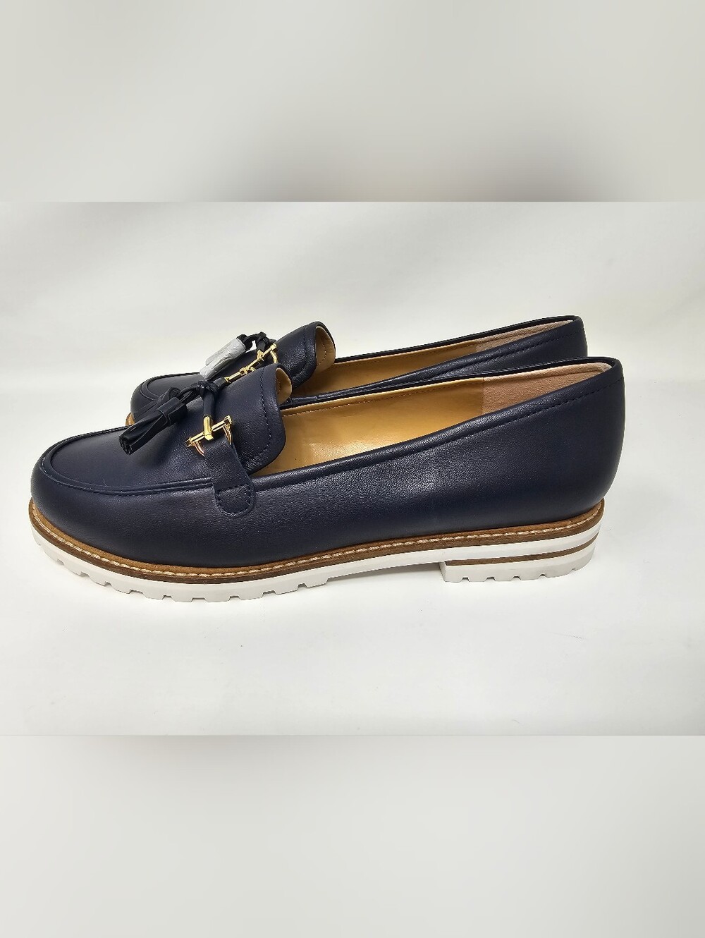 Talbots Laura NEW Tasseled Navy Blue Leather Slip on Shoes Size 9